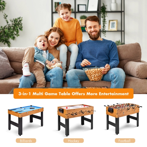 Topbuy 3-In-1 Multi Game Table Wooden Soccer Billiard Game Combo Table