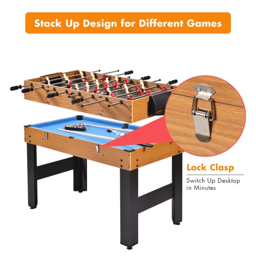 Topbuy 3-In-1 Multi Game Table Wooden Soccer Billiard Game Combo Table