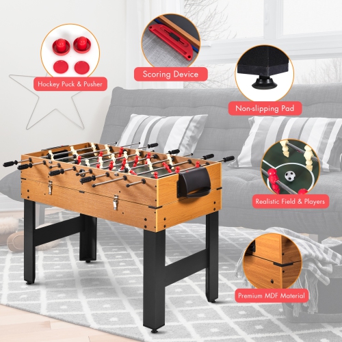 Topbuy 3-In-1 Multi Game Table Wooden Soccer Billiard Game Combo Table
