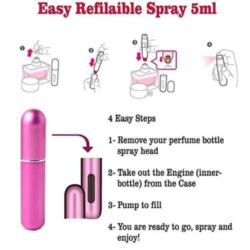 Perfume Atomizer Atomiser For Travel Portable Mini Refillable Bottle Scent Pump Spray