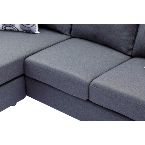 Reversible Sofa Sectional Small Grey Fabric W Accent Pillows