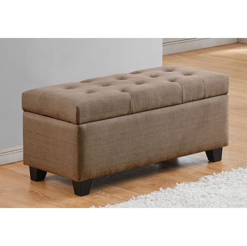 HAMUQ  Tufted Storage Bench (Brown Linen)