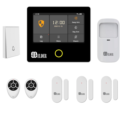 ELDER  Alarm System Security Wireless 8-Piece Wifi & 4G Smart Home Alarm System Diy Kit, Color Touch Panel, Doorbell, Door & Motion Alarm Sensors Great Alarm System for Home!