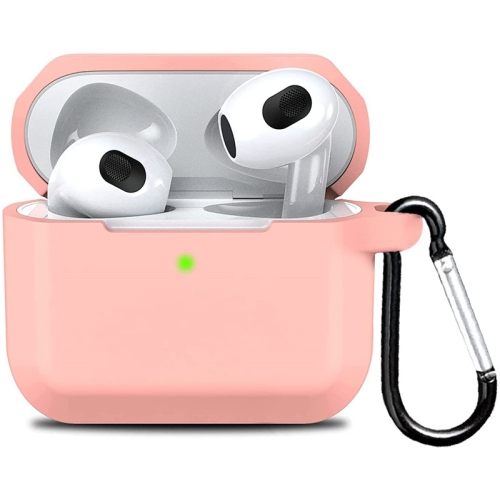 【CSmart】 AirPods Étui Silicone Thin Soft Skin Housse de protection antidérapante avec porte-clés pour Apple AirPods Pro, Rose clair