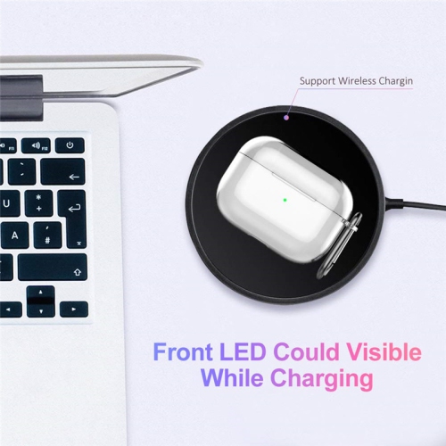 【CSmart】 AirPods Case Silicone Thin Soft Skin Non-Slip Protective Cover with Key Chain for Apple AirPods Pro, Clear