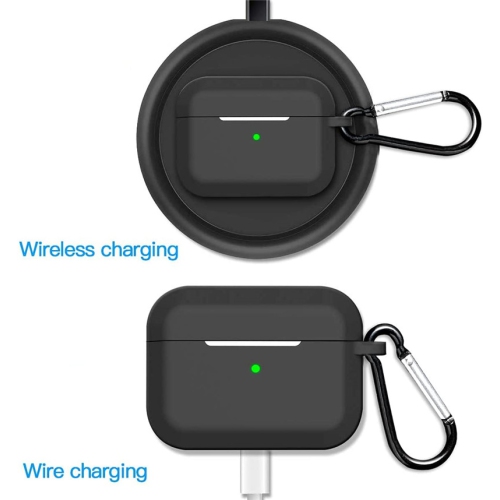 【CSmart】 AirPods Case Silicone Thin Soft Skin Non-Slip Protective Cover with Key Chain for Apple AirPods Pro, Black