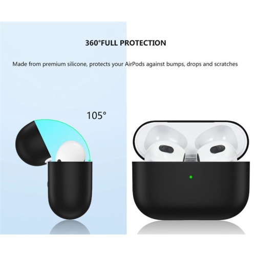 【CSmart】 AirPods Case Silicone Thin Soft Skin Non-Slip Protective Cover with Key Chain for Apple AirPods Pro, Black