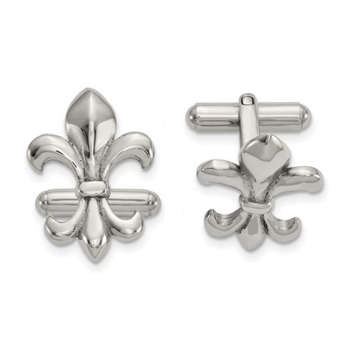 Mens Fleur de Lys Poighed Cuff Liens en acier inoxydable