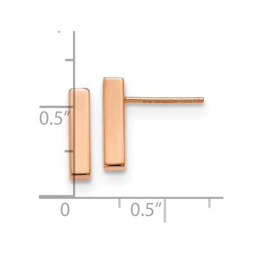 14K Rose Pink Gold Bar Stick Post Earrings