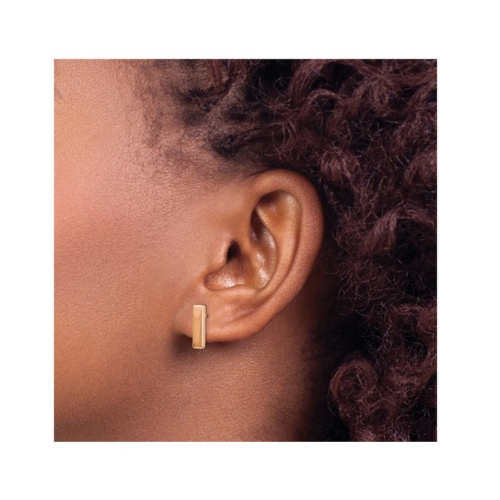14K Rose Pink Gold Bar Stick Post Earrings