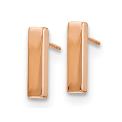 14K Rose Pink Gold Bar Stick Post Earrings