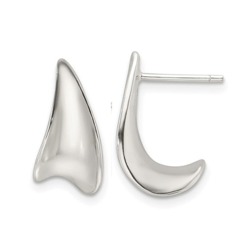 GEM AND HARMONY  Polished Sterling J-Hoop Earrings In Silver