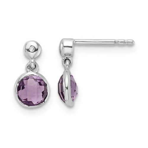 GEM AND HARMONY  9/10 Carat (Ctw) Amethyst Dangle Earrings In Sterling In Silver