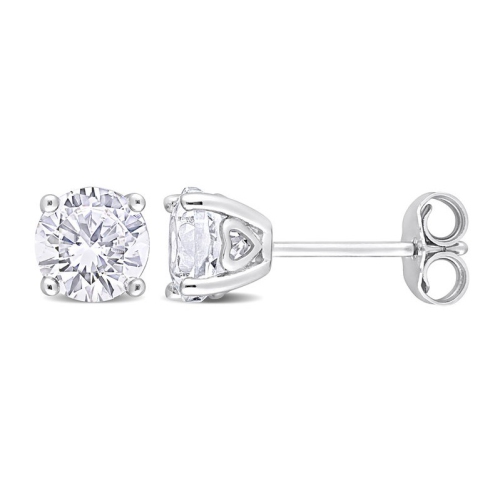 GEM AND HARMONY  2.00 Carat (Ctw) Lab-Created Sapphire Round Solitaire Earrings In Sterling Silver (6Mm) In White
