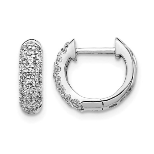 GEM AND HARMONY  1/2 Carat (Ctw) Diamond Hoop Earrings In 10K Gold In White