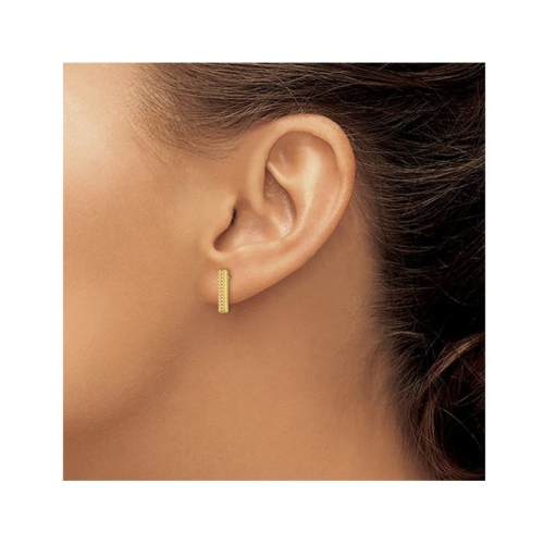 14K Yellow Gold Textured Bar Stick Post Earrings