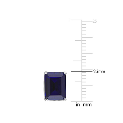 5.90 Carat Lab-Created Blue Sapphire Emerald-Cut Stud Earrings in Sterling Silver