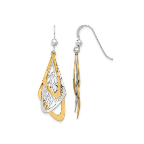 GEM AND HARMONY  Sterling Two-Tone Dangle Earrings In Silver
