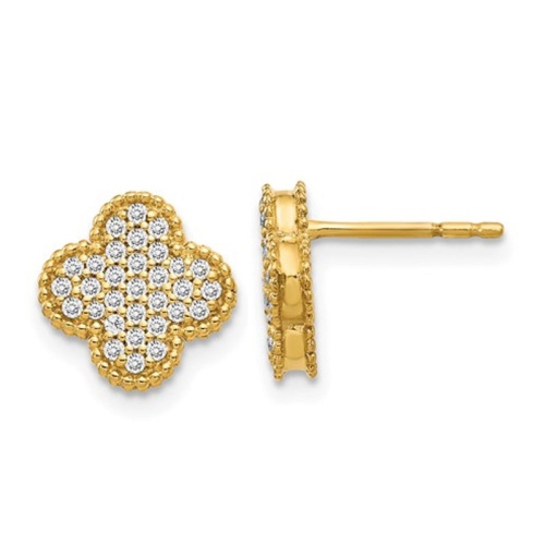 GEM AND HARMONY  3/10 Carat (Ctw) Diamond Quatrefoil Earrings In 10K Gold In Yellow