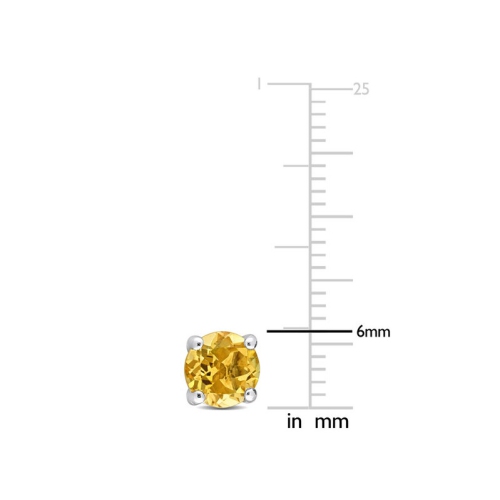 1.50 Carat Citrine Solitaire Stud Earrings in Sterling Silver (6mm)