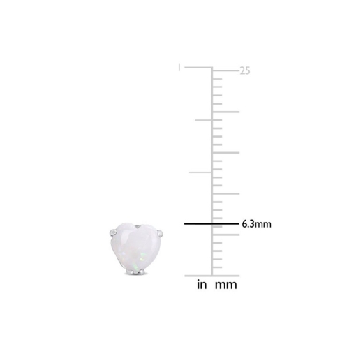 1.00 Carat Opal Solitaire Stud Heart Earrings in Sterling Silver