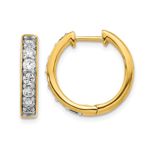 GEM AND HARMONY  1.00 Carat (Ctw) Diamond Hoop Earrings In 10K Gold In Yellow