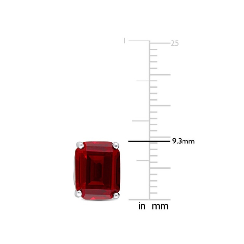 6.50 Carat Lab-Created Ruby Emerald-Cut Solitaire Stud Earrings in Sterling Silver
