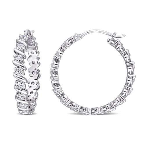 1.25 Carat Synthetic Moissanite Hoop Earrings in Sterling Silver