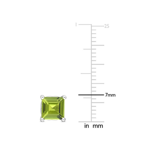 2.40 Carat Square Peridot Solitaire Stud Earrings in Sterling Silver