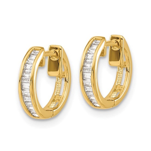 1/5 Carat Baguette Diamond Hoop Earrings in 10K Yellow Gold