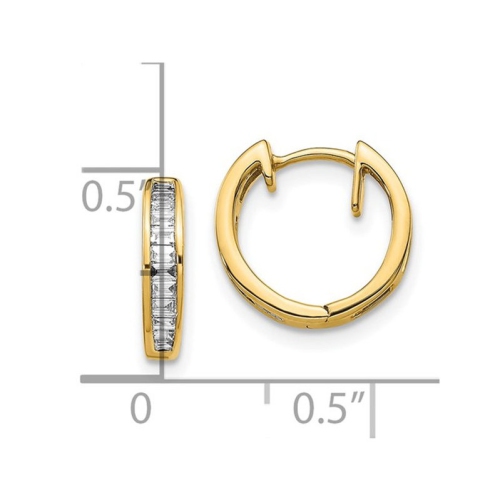 1/5 Carat Baguette Diamond Hoop Earrings in 10K Yellow Gold