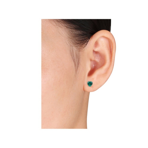 1.50 Carat Lab-Created Emerald Heart Stud Earrings in Sterling Silver