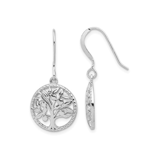 GEM AND HARMONY  Sterling Tree Of Life Dangle Earrings In Silver
