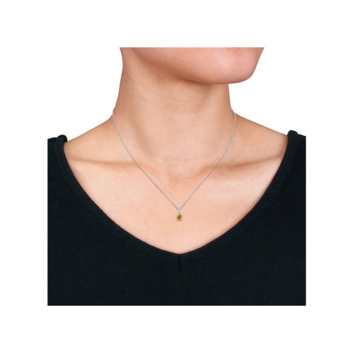 3/4 Carat Citrine Solitaire Pendant Necklace in Sterling Silver with Chain