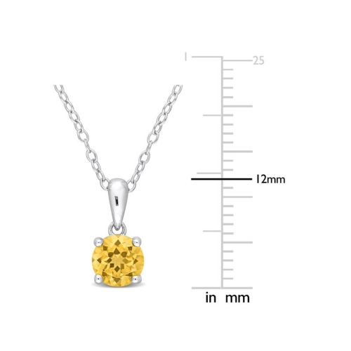 3/4 Carat Citrine Solitaire Pendant Necklace in Sterling Silver with Chain