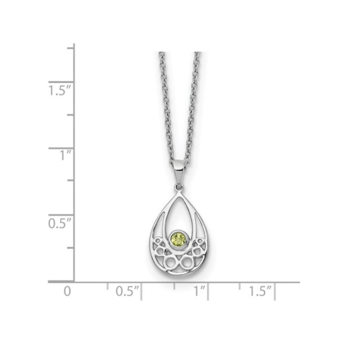 1/8 Carat Green Peridot Drop Pendant Necklace in Sterling Silver with Chain