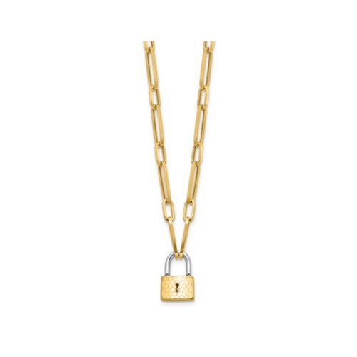14K Yellow Gold Fancy Link with Lock Necklace