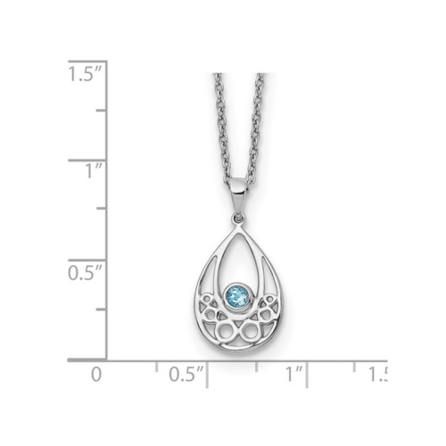 1/10 Carat Blue Topaz Drop Pendant Necklace in Sterling Silver with Chain