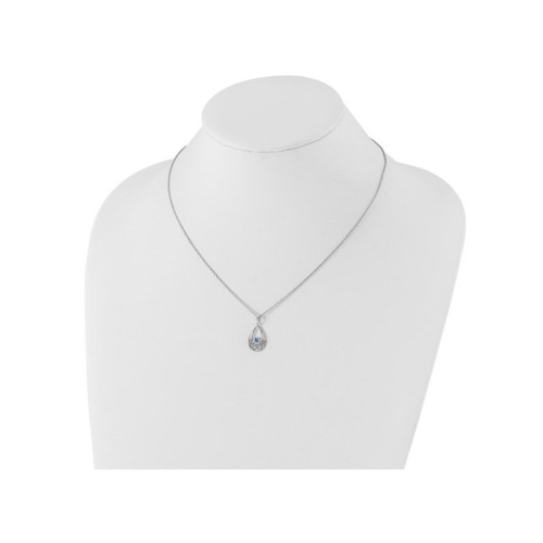 1/10 Carat Blue Topaz Drop Pendant Necklace in Sterling Silver with Chain