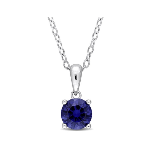 1,00 carat Collier pendentif solitaire saphir bleu cr???? en laboratoire en argent sterling avec cha?«ne