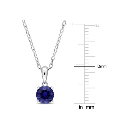 1,00 carat Collier pendentif solitaire saphir bleu cr???? en laboratoire en argent sterling avec cha?«ne