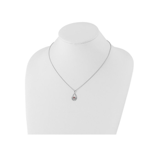 1/8 Carat Garnet Drop Pendant Necklace in Sterling Silver with Chain