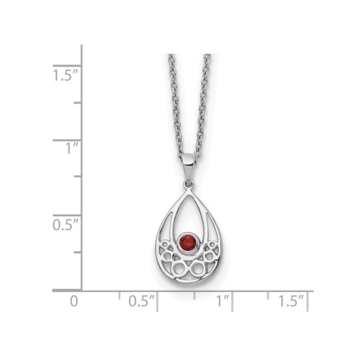 1/8 Carat Garnet Drop Pendant Necklace in Sterling Silver with Chain