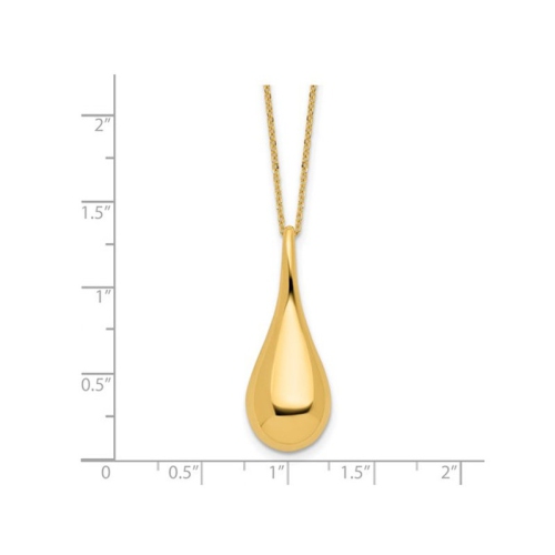 14K Yellow Gold Drop Pendant Necklace with Chain