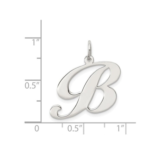 Sterling Silver Fancy Script Initial -B- Pendant Necklace Charm with Chain
