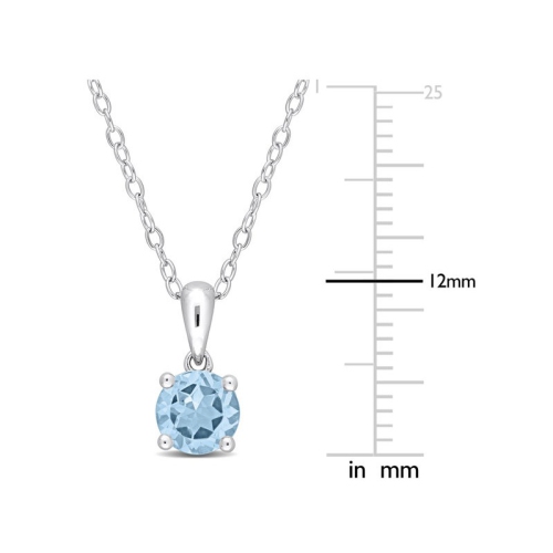 1.00 Carat Blue Topaz Solitaire Pendant Necklace in Sterling Silver with Chain