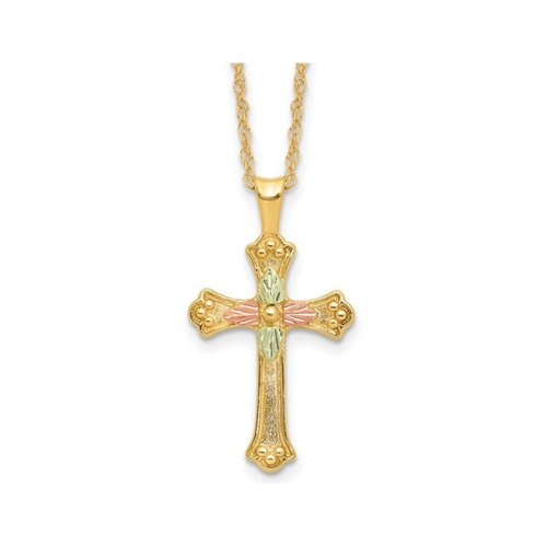 GEM AND HARMONY  10K Gold Cross Pendant Necklace With Chain In Yellow