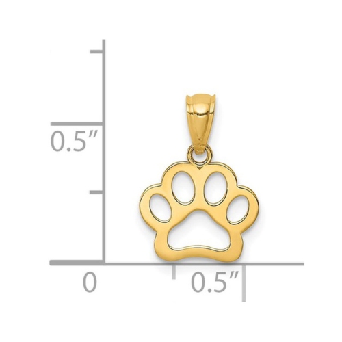 Collier pendentif de charme de patte de patte de chien en or jaune 14K avec chaîne