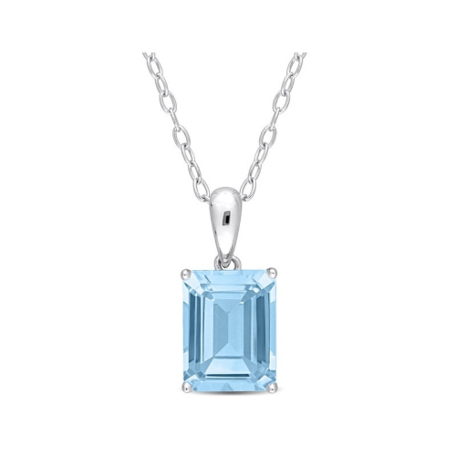 GEM AND HARMONY  2.75 Carat (Ctw) Topaz Octagon Pendant Necklace In Sterling Silver With Chain In Blue
