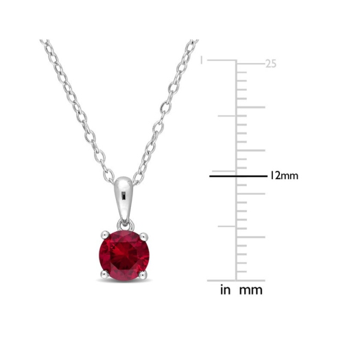 1.00 Carat Garnet Solitaire Pendant Necklace in Sterling Silver with Chain